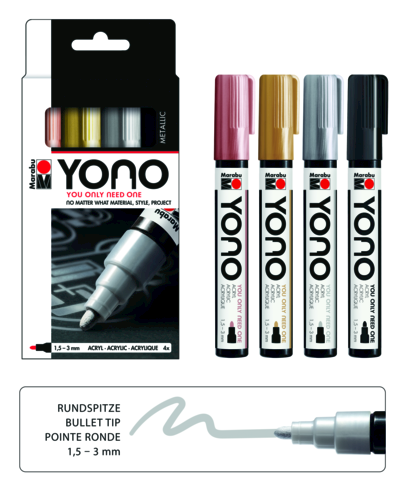 YONO Marker set METAL, 4 x 1,5-3 mm