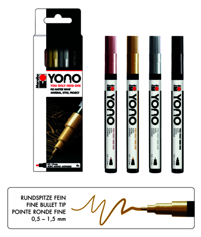 YONO Marker Set METAL, 4 x 0,5-1,5 mm